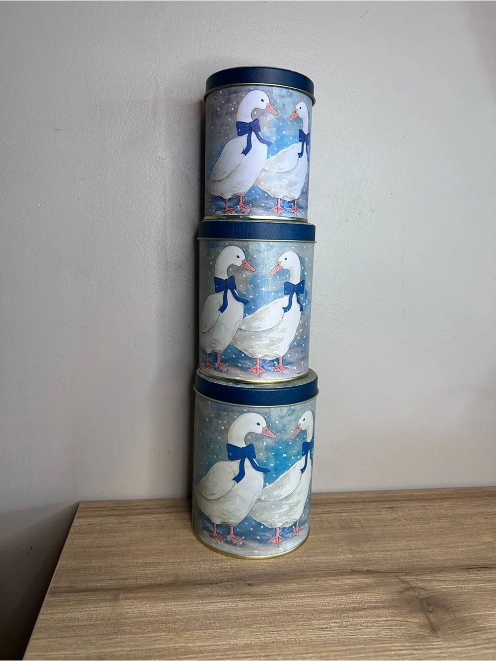 Vintage Blue & White Duck Canister Set